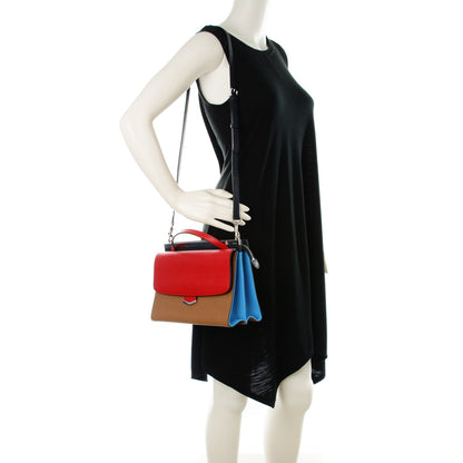 Fendi Vitello Elite Flamingo Colorblock Demi Jour Shoulder Bag Orzo Mattone Maldives 2 of 7