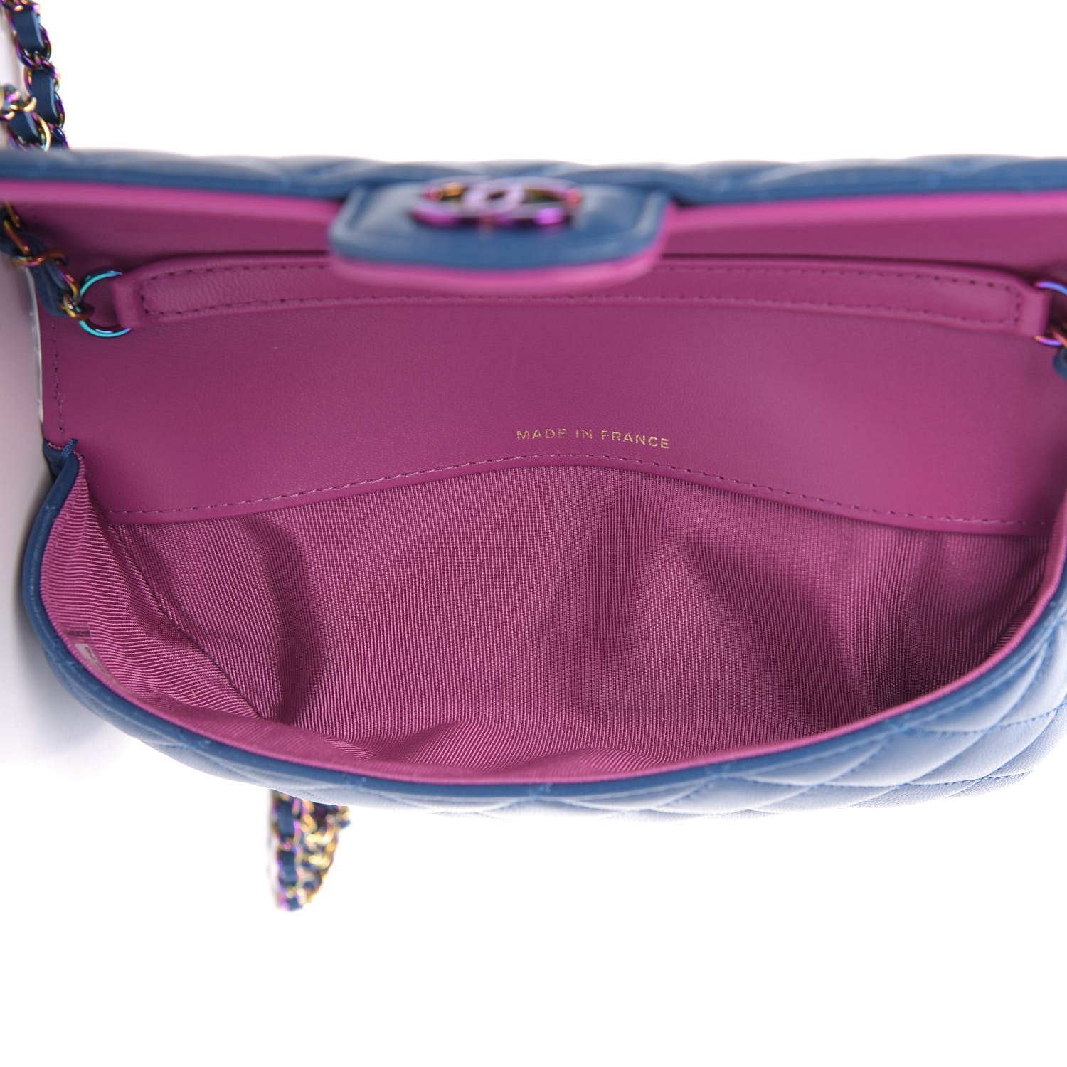 Chanel Lambskin Quilted Glasses Case With Chain Blue Purple 5 of 11