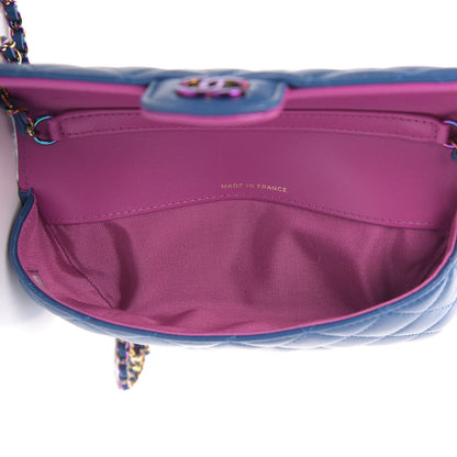 Chanel Lambskin Quilted Glasses Case With Chain Blue Purple 5 of 11