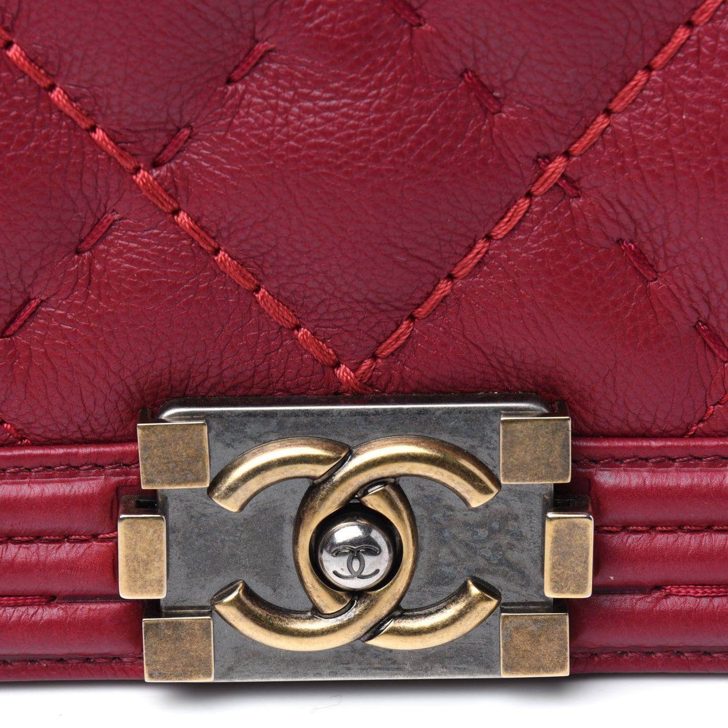 Calfskin Stitched New Medium Boy Flap Red