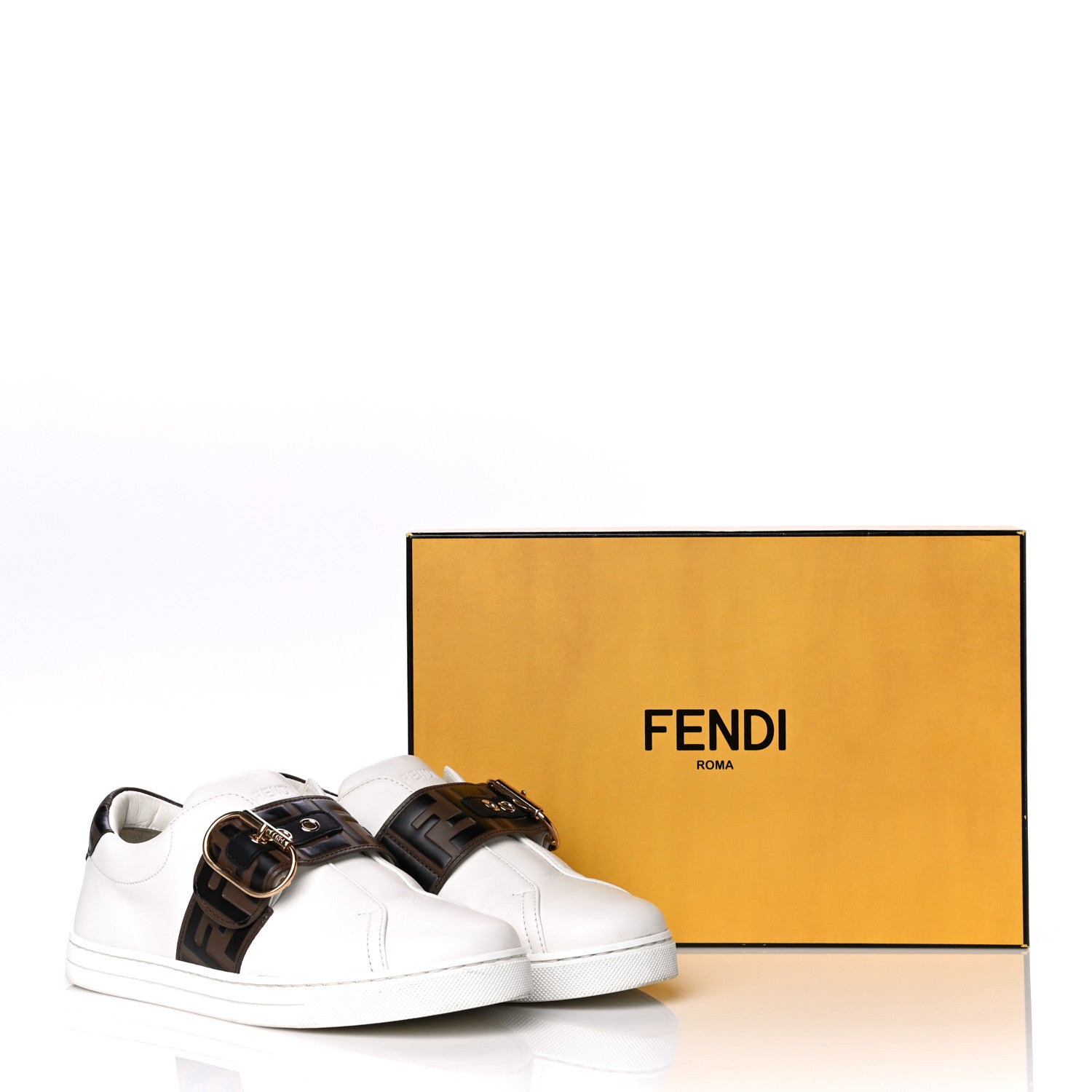 Fendi Vitello FF Embossed Womens Slip On Sneakers 37 Ultra White Maya Black 14 of 14