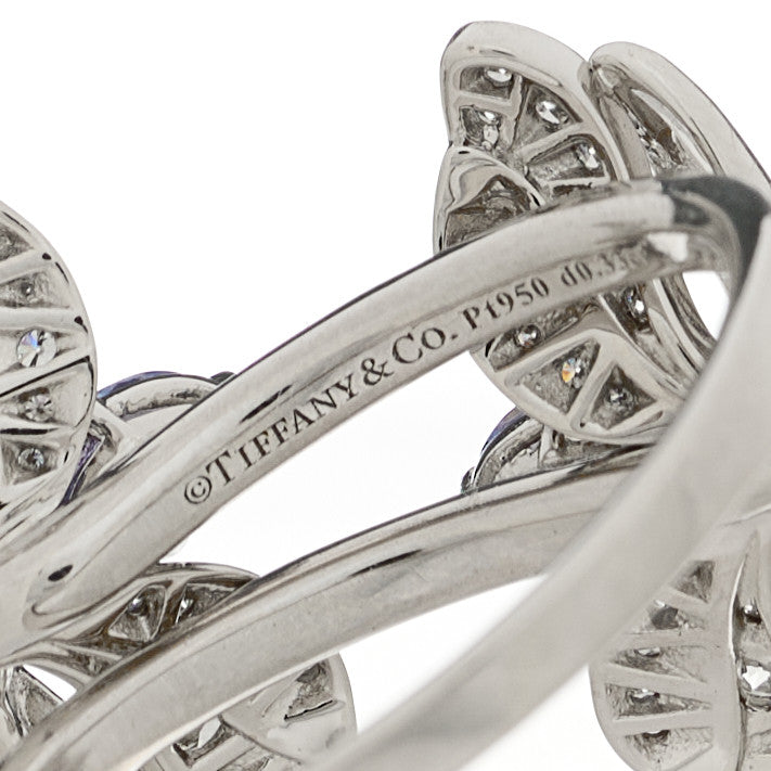 Tiffany Platinum Diamond Tanzanite Paper Flowers Double Firefly Ring 52 6 4 of 4
