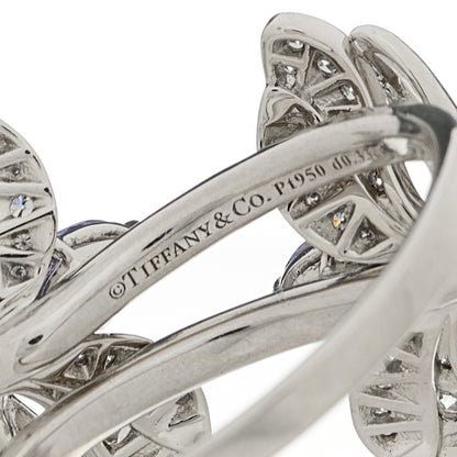 Tiffany Platinum Diamond Tanzanite Paper Flowers Double Firefly Ring 52 6 4 of 4