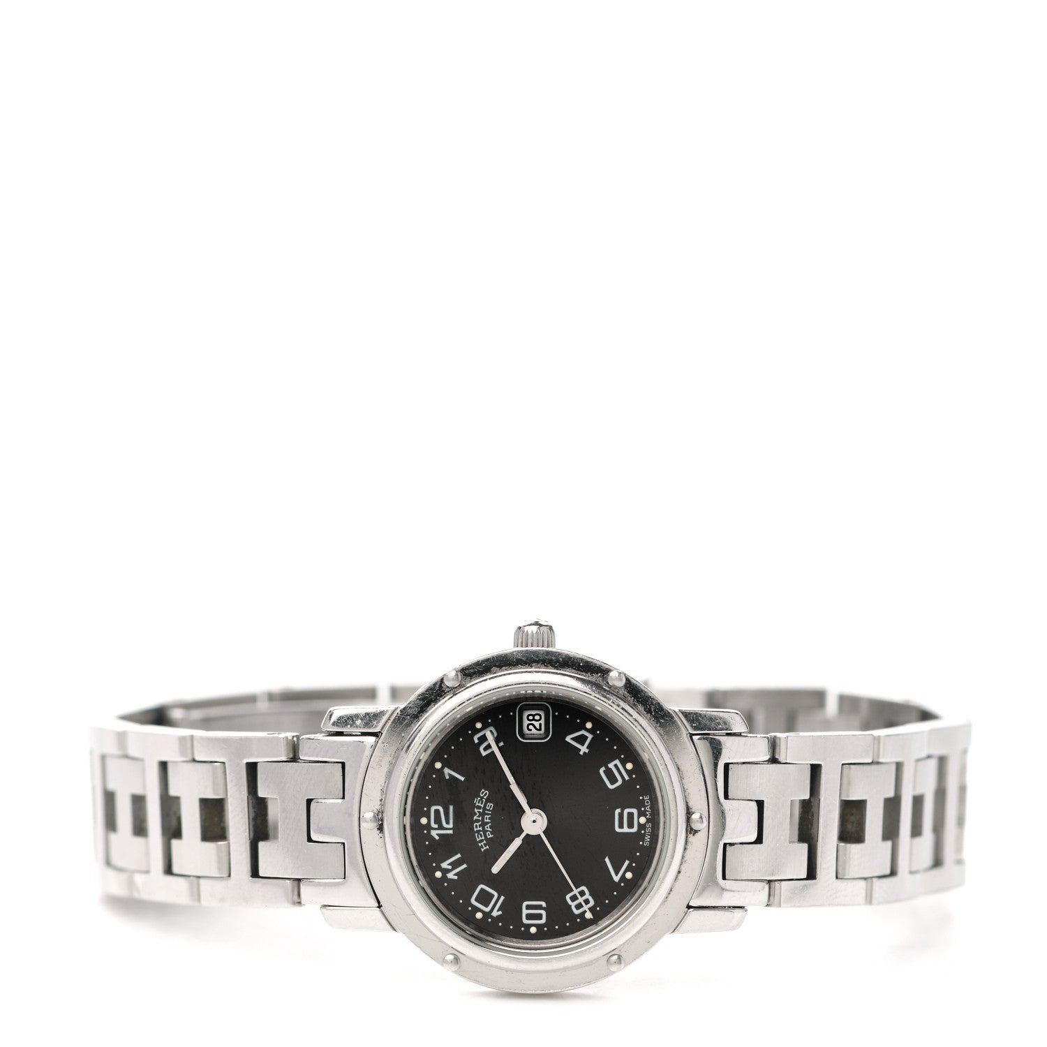 Hermes Stainless Steel 24mm Clipper Quartz Watch Black 3 of 9