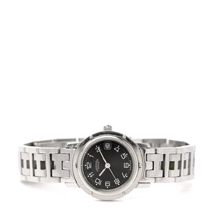 Hermes Stainless Steel 24mm Clipper Quartz Watch Black 3 of 9