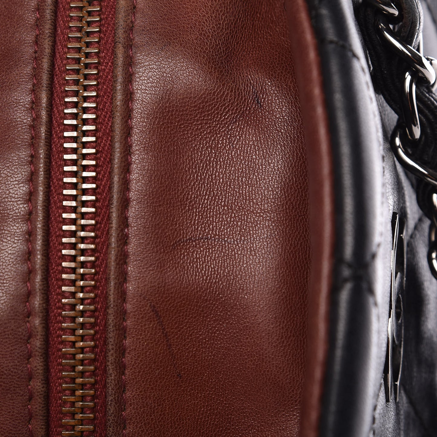 Lambskin Quilted Multipocket Bowling Bag Black