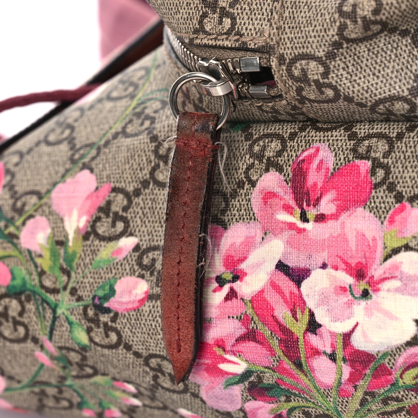 GG Supreme Monogram Blooms Small Single Buckle Backpack Beige Multicolor Dry Rose
