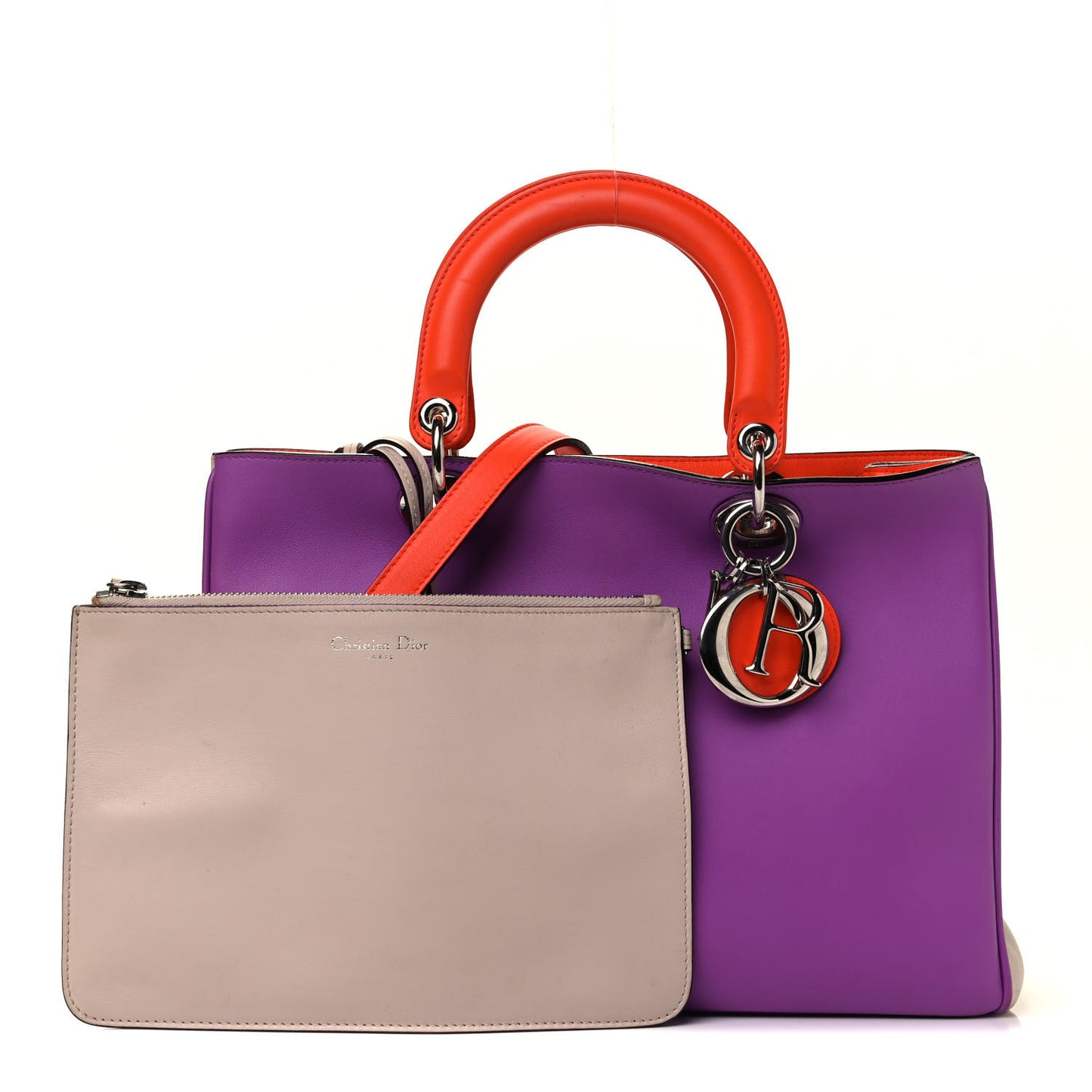 Smooth Calfskin Tri-Color Medium Diorissimo Tote Parme Sand