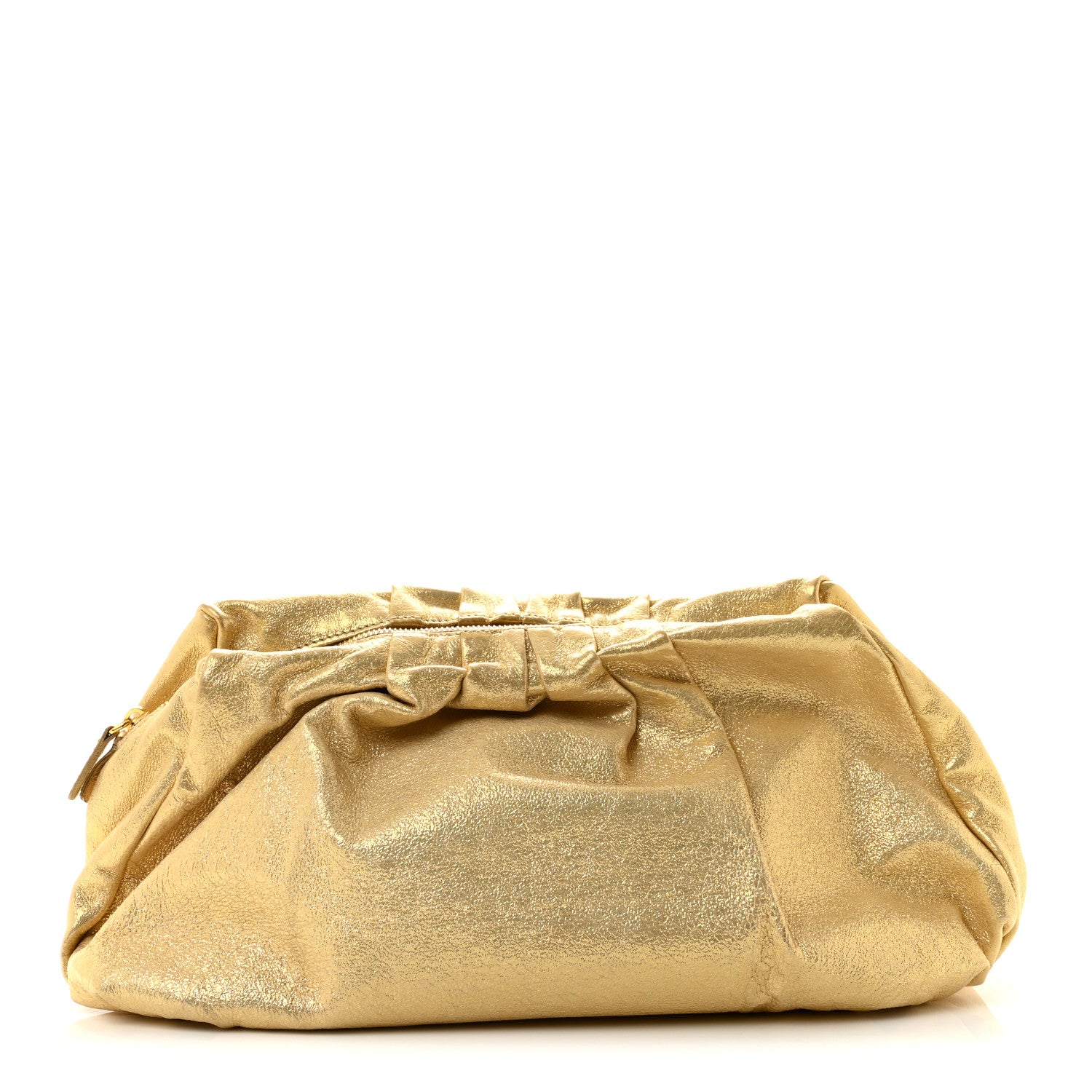 Miu Miu Metallic Soft Calfskin Oversized Clutch Gold 1 of 10