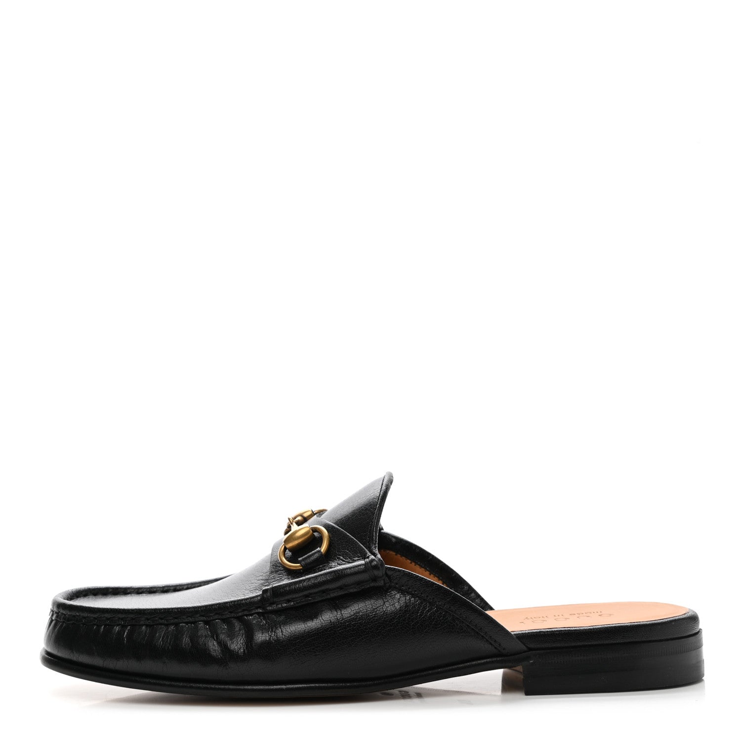 Gucci Goatskin Mens Horsebit Slippers 8.5 Black 1 of 10