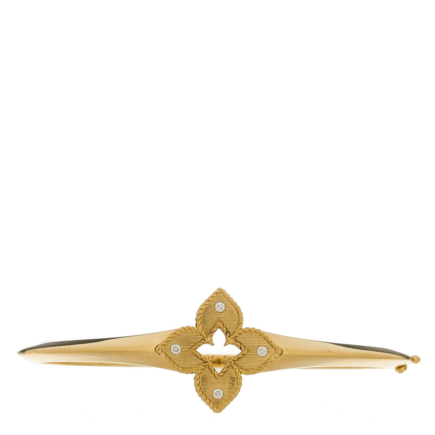Roberto Coin 18K Yellow Gold Diamond Venetian Princess Flower Bangle Bracelet 1 of 4