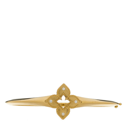 Roberto Coin 18K Yellow Gold Diamond Venetian Princess Flower Bangle Bracelet 1 of 4