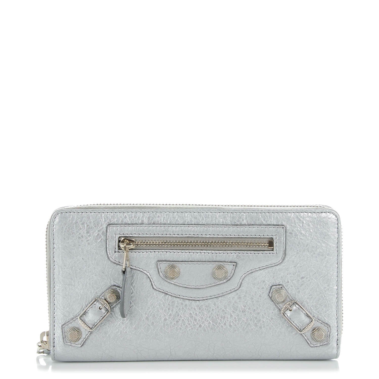 Balenciaga Agneau Giant 12 Silver Hardware Continental Zip Around Wallet Gris Aluminum 1 of 8