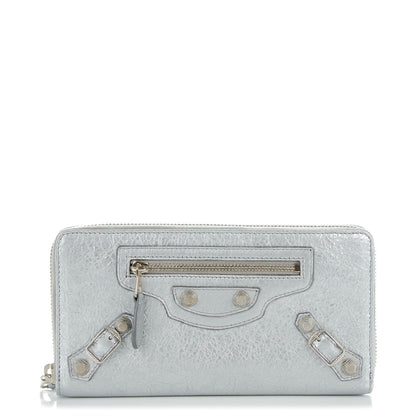 Balenciaga Agneau Giant 12 Silver Hardware Continental Zip Around Wallet Gris Aluminum 1 of 8