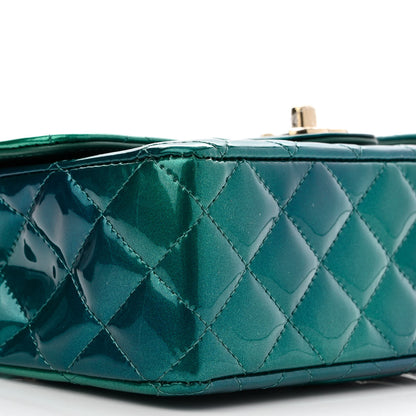 Chanel Shaded Patent Calfskin Quilted Mini Rectangular Flap Green Blue 9 of 11
