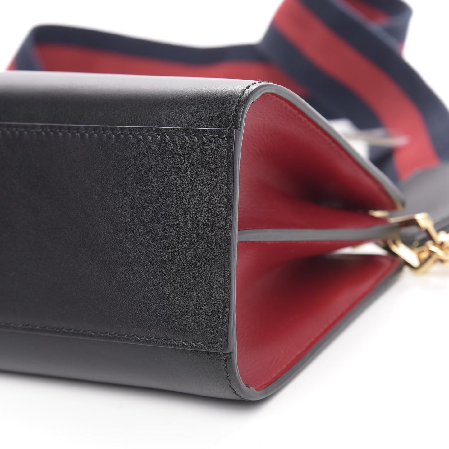 Nappa Bamboo Web Mini Nymphaea Top Handle Bag Black