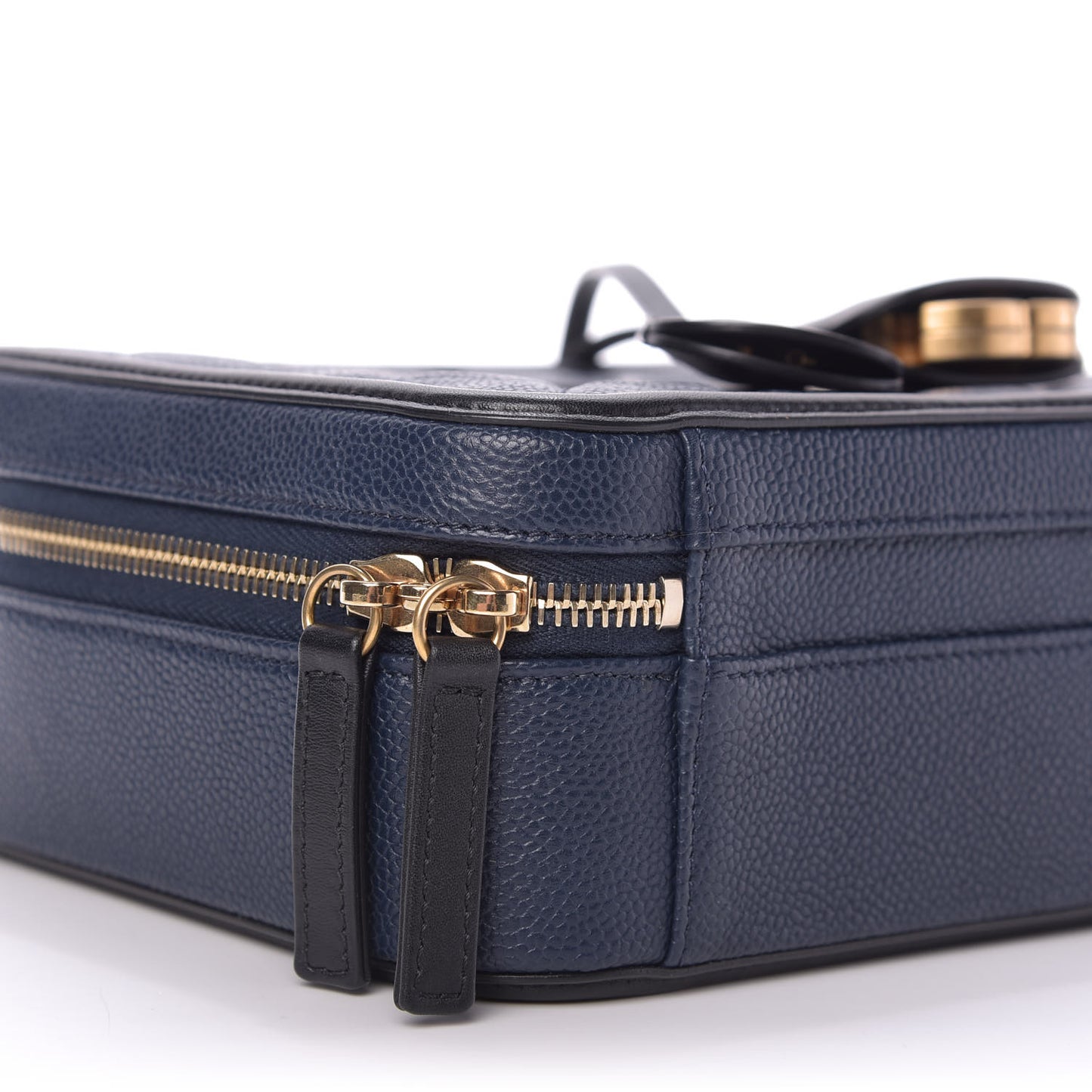 Caviar Quilted Medium CC Filigree Vanity Case Navy Black