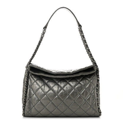 Chanel Metallic Calfskin Quilted Medium Chain Me Hobo Dark Silver 1 of 12
