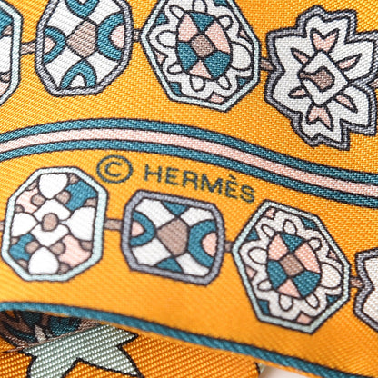 Hermes Silk Tapis Persans Twilly Jaune Aqua Rose Poudre 4 of 5