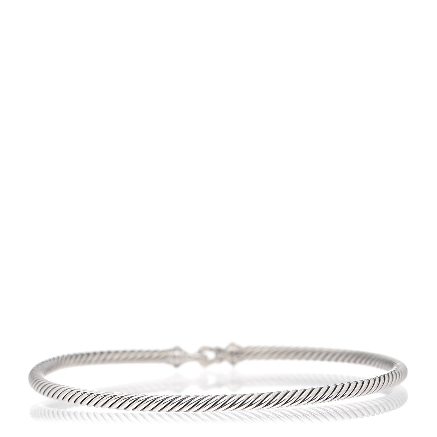 David Yurman Sterling Silver Diamond 3mm Cable Buckle Bracelet 3 of 4