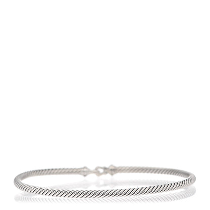 David Yurman Sterling Silver Diamond 3mm Cable Buckle Bracelet 3 of 4