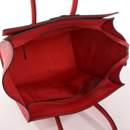 Celine Drummed Calfskin Mini Luggage Coquelicot 5 of 9