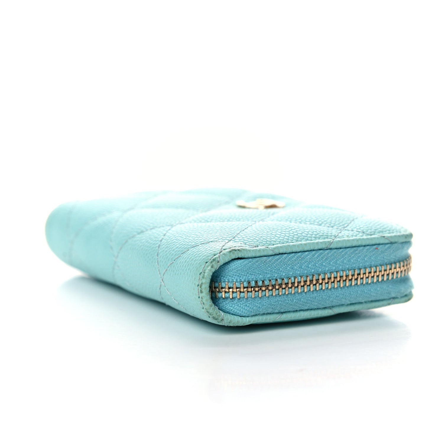 Caviar Quilted Zip Coin Purse Light Blue