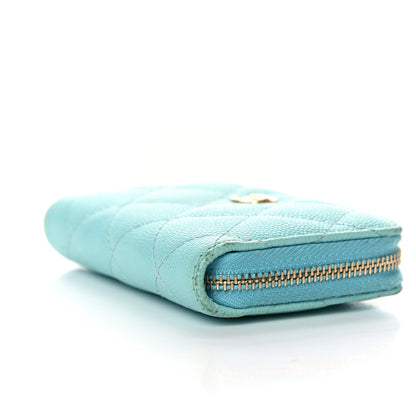 Chanel Caviar Quilted Zip Coin Purse Light Blue 12 of 19