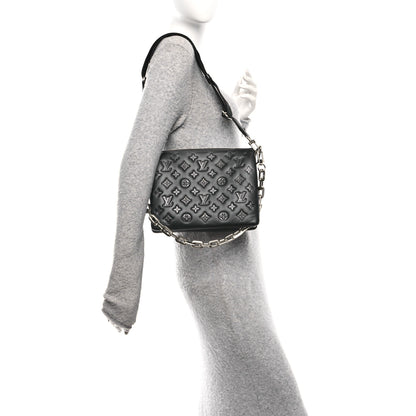 Louis Vuitton Lambskin Embossed Monogram Coussin PM Black 2 of 12