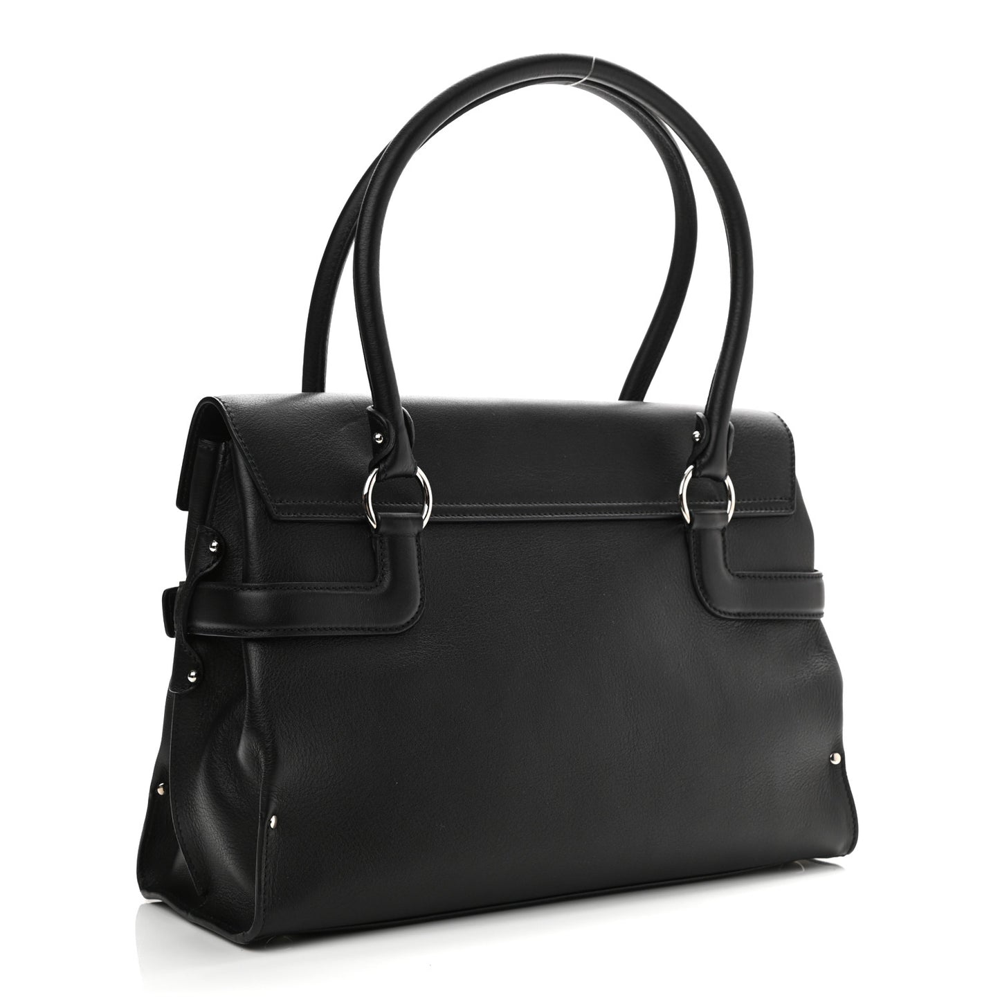 Calfskin Gancini Top Handle Satchel Black
