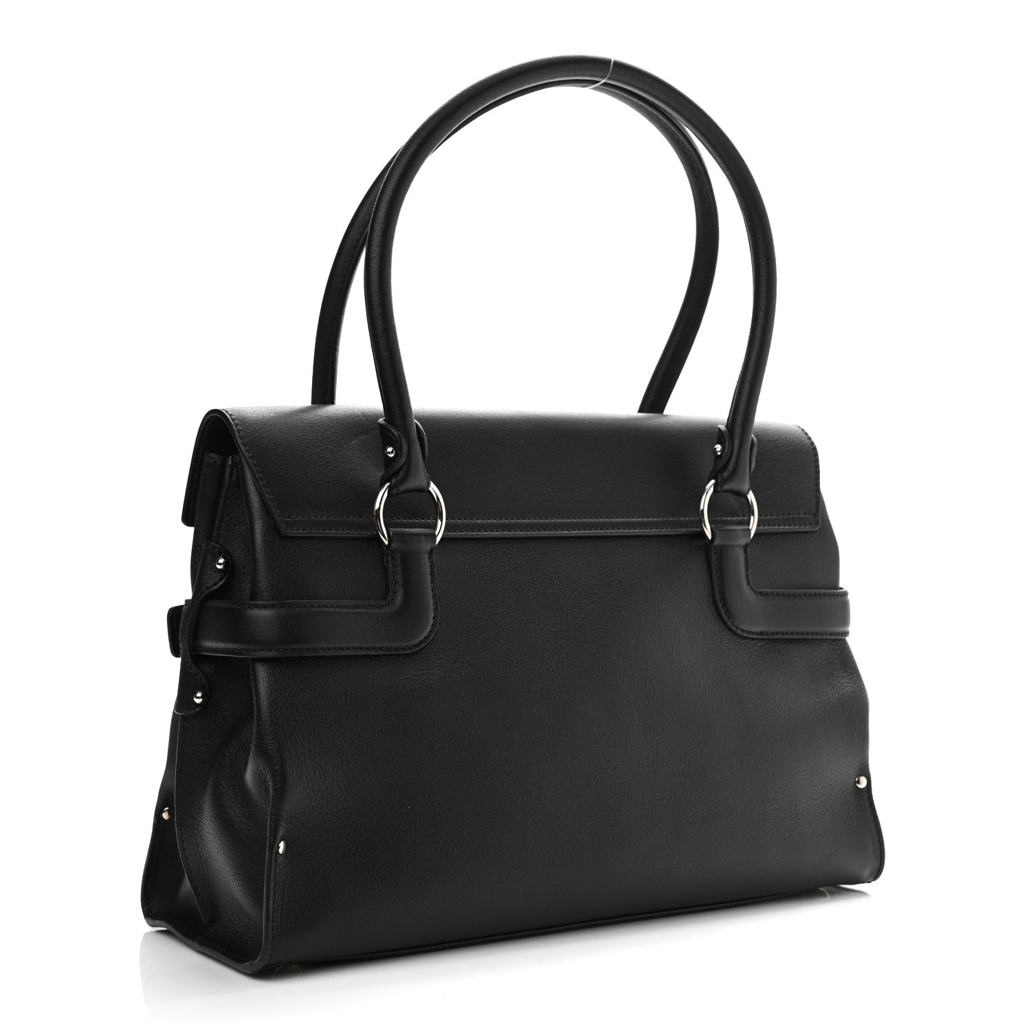 Salvatore Ferragamo Calfskin Gancini Top Handle Satchel Black 3 of 10