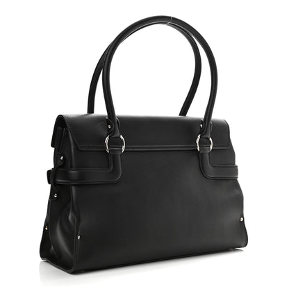Salvatore Ferragamo Calfskin Gancini Top Handle Satchel Black 3 of 10