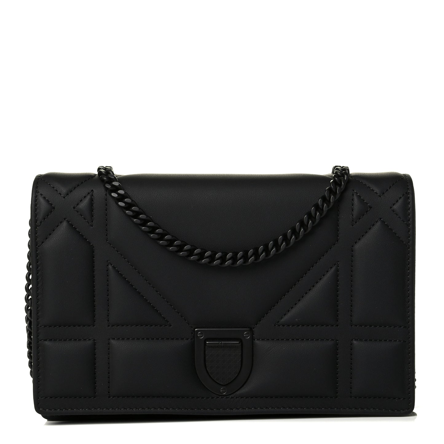 Ultra Matte Calfskin Diorama Wallet on Chain Pouch Black