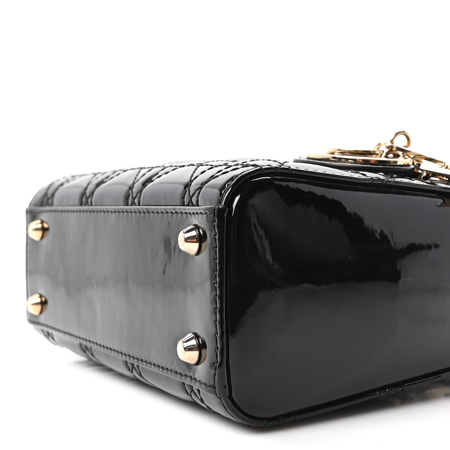 Patent Cannage Mini Lady Dior Black