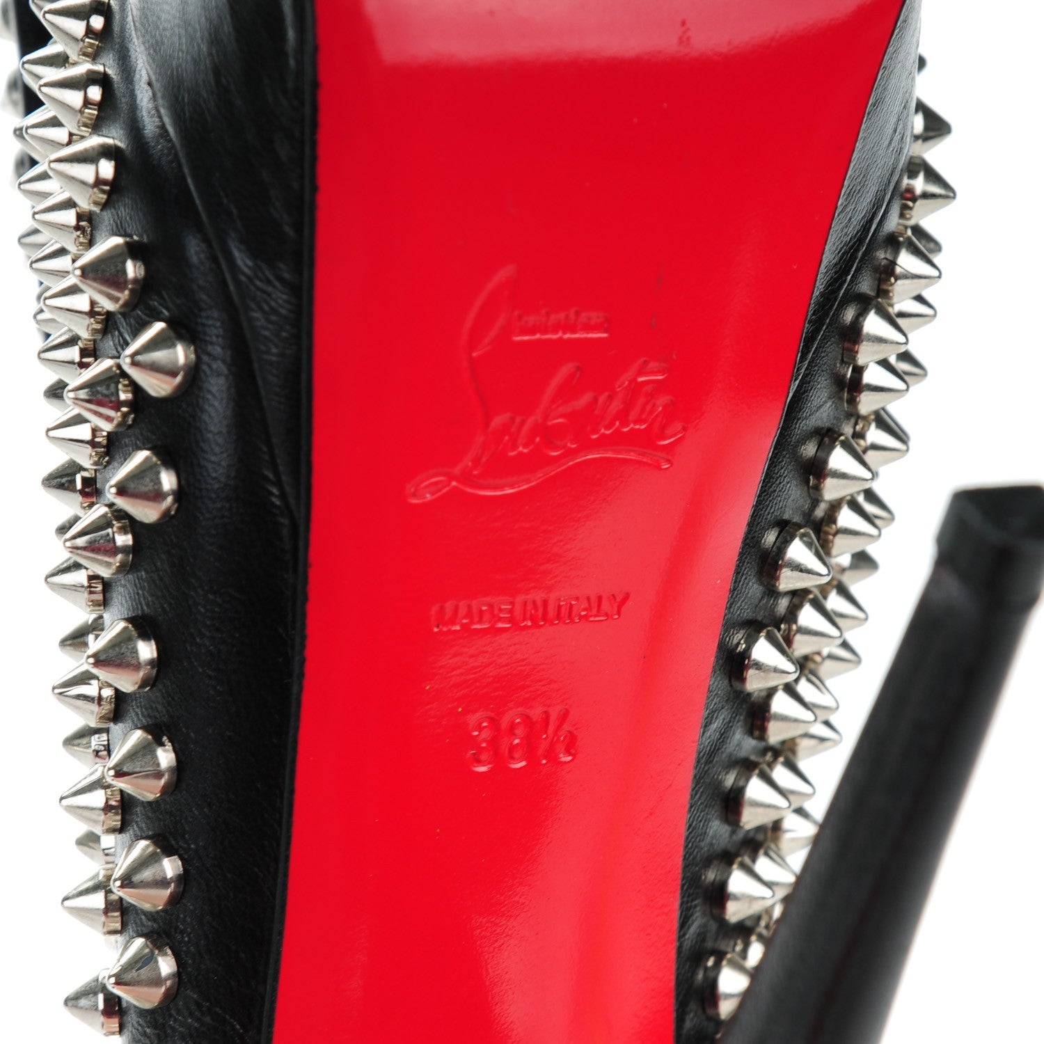 Christian Louboutin Clou Noeud Spikes 150 Platform Slingback Peep Toe Pumps 38.5 Black 6 of 7