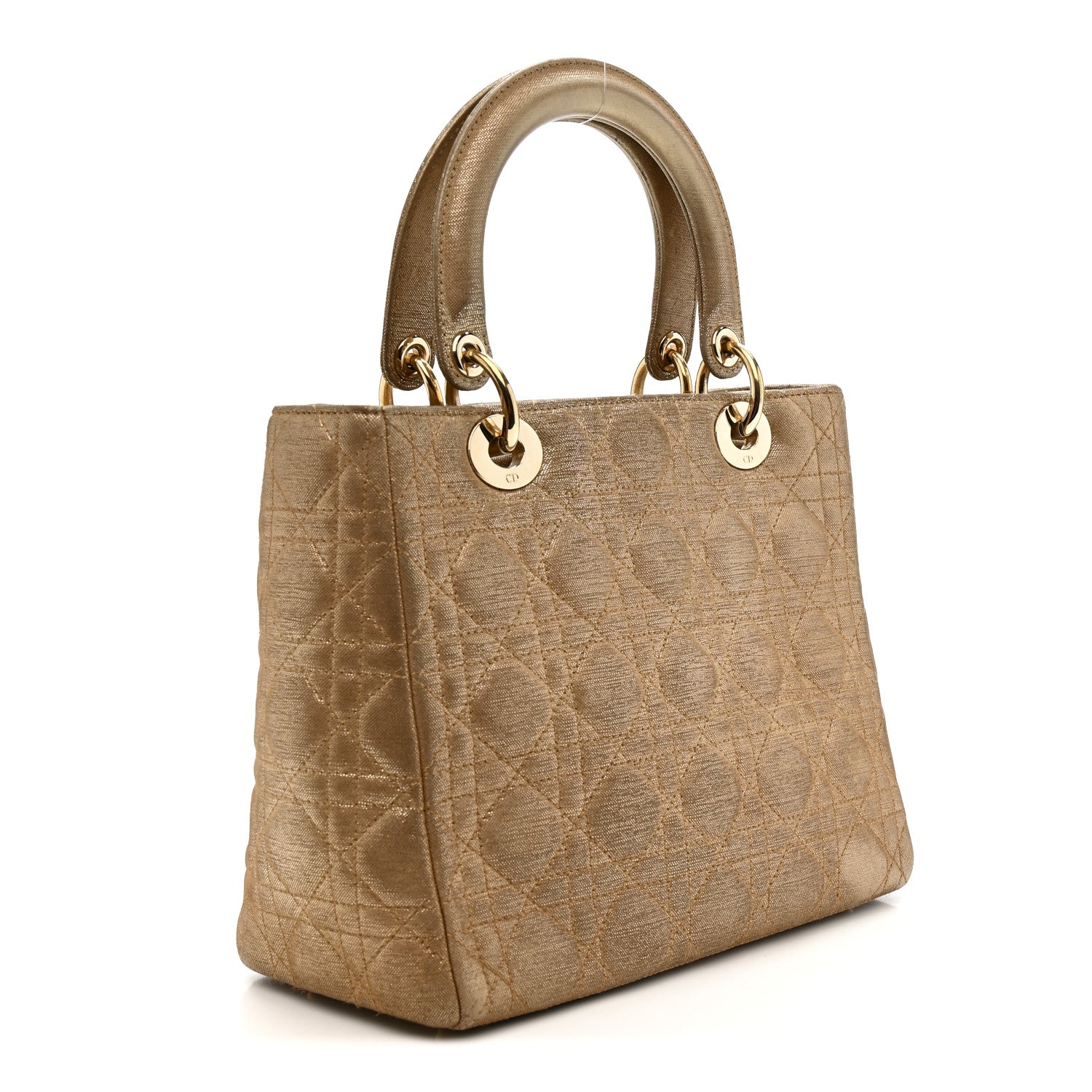Christian Dior Metallic Nylon Cannage Medium Lady Dior Gold 3 of 12