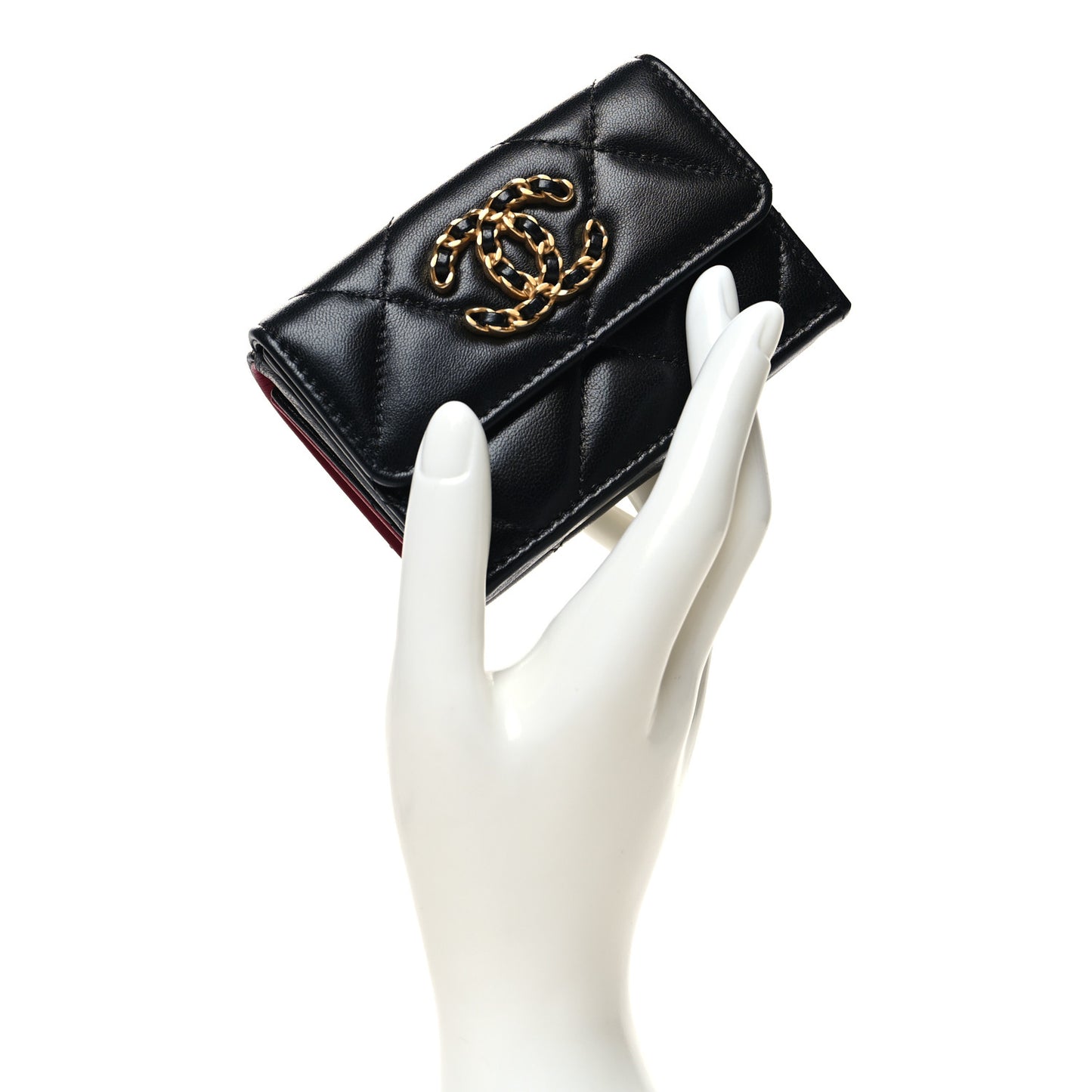 Lambskin Quilted Small Chanel 19 Flap Wallet Black