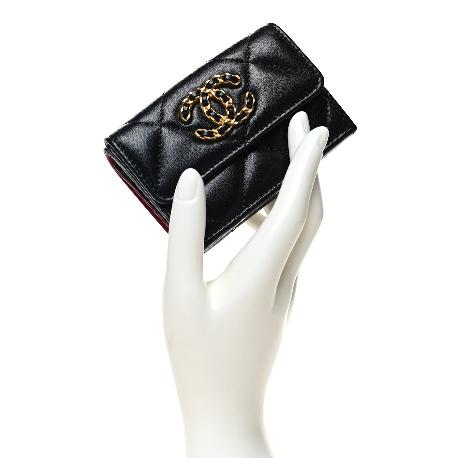Chanel Lambskin Quilted Small Chanel 19 Flap Wallet Black 2 of 8