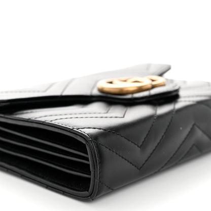 Gucci Calfskin Matelasse GG Marmont Chain Wallet Black 9 of 10