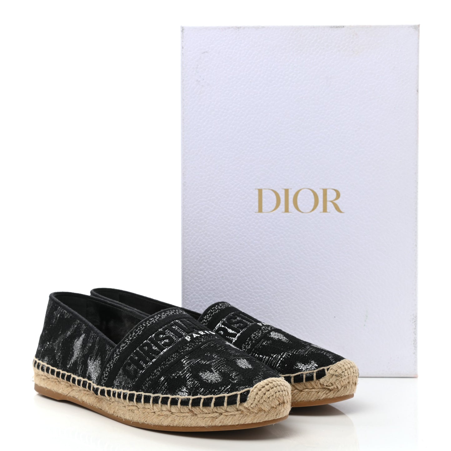 Lurex Embroidered Mizza Granville Espadrille 37 Metallic Grey Black
