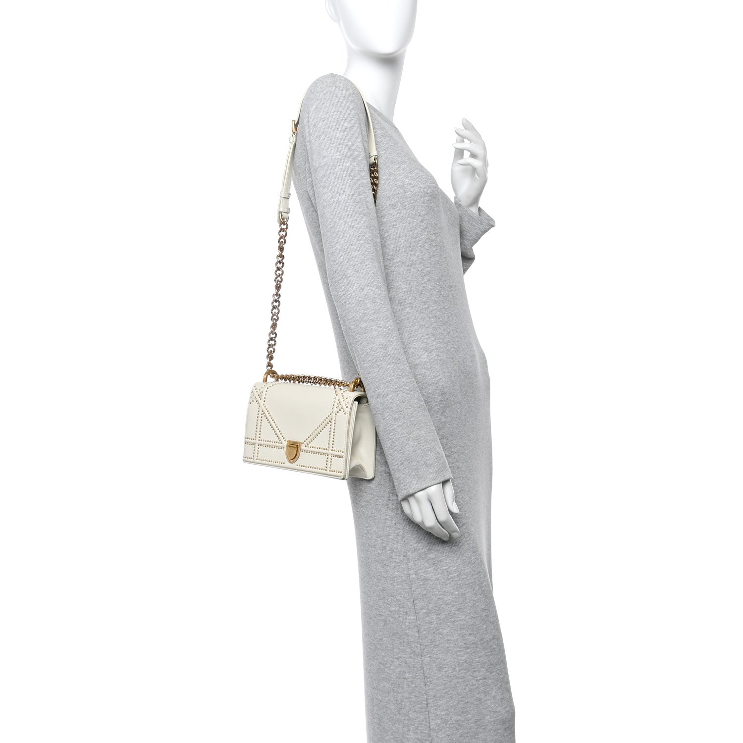 Christian Dior Lambskin Studded Small Diorama Flap Bag Latte 3 of 20
