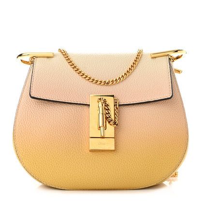 Chloe Grained Calfskin Lambskin Ombre Mini Drew Shoulder Bag Orange Mimosa 1 of 10
