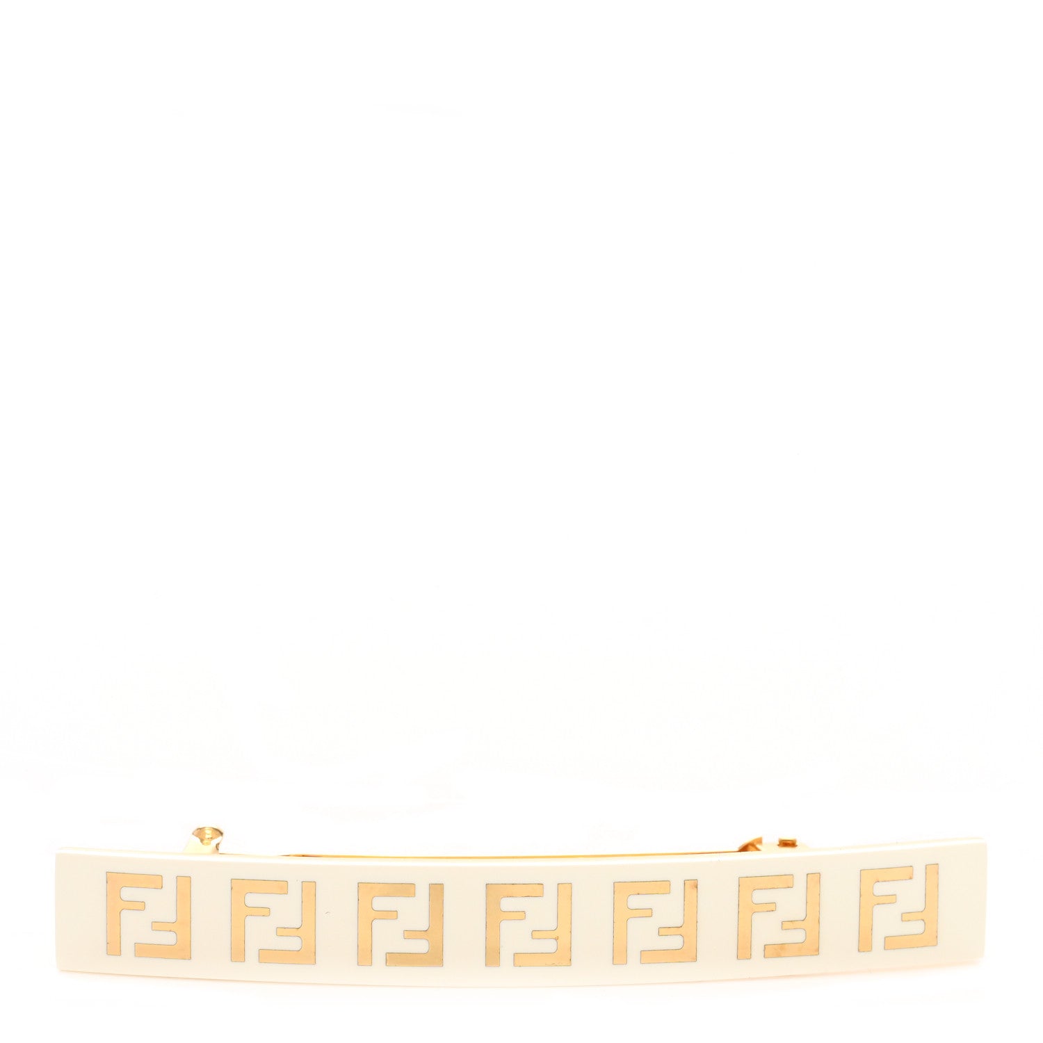 Fendi Metal Resin Zucchino FF Logo Hair Clip Gold 1 of 4