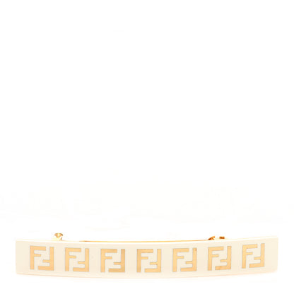 Fendi Metal Resin Zucchino FF Logo Hair Clip Gold 1 of 4