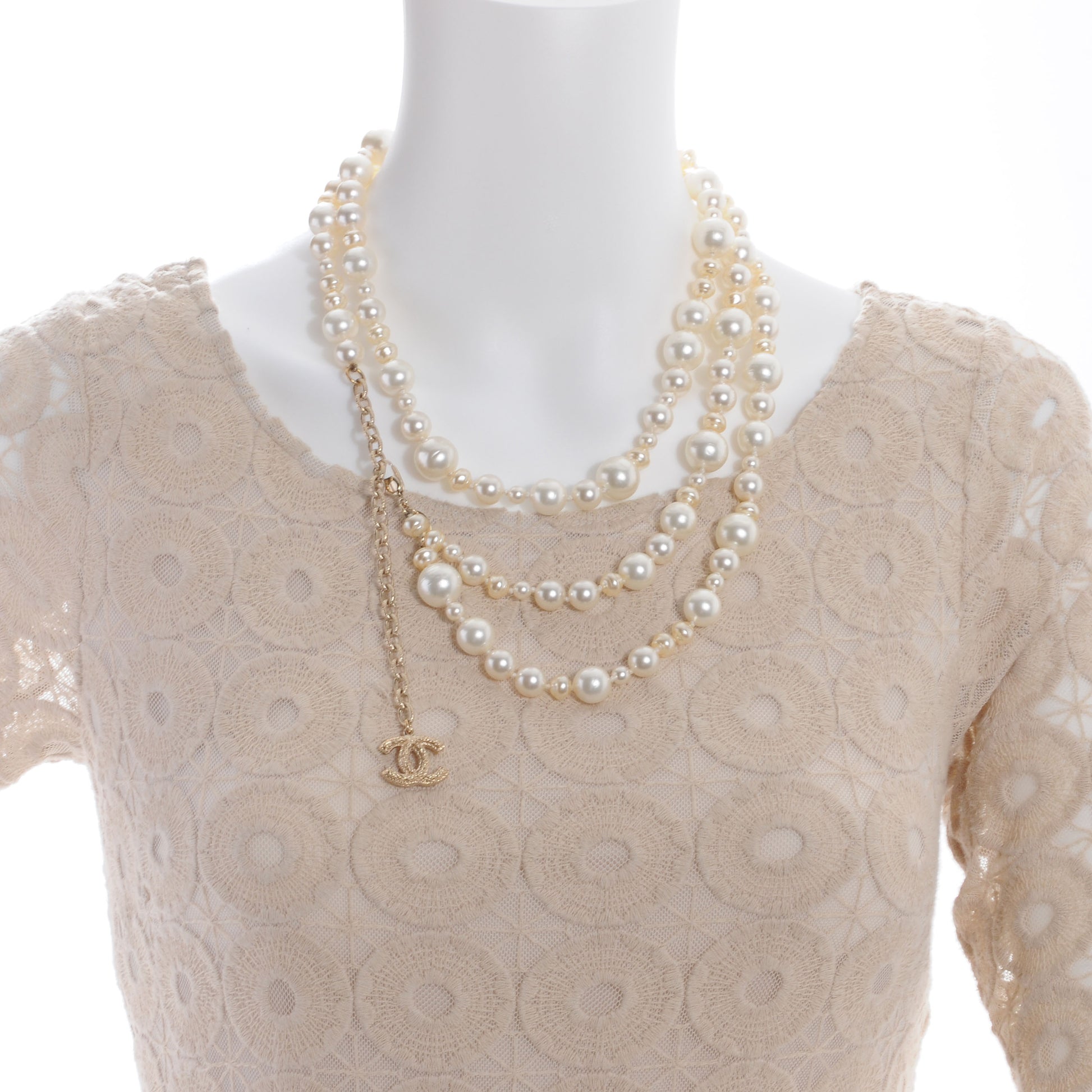 Chanel Irregular Pearl Double Strand CC Paris Shanghai Necklace Gold 2 of 5