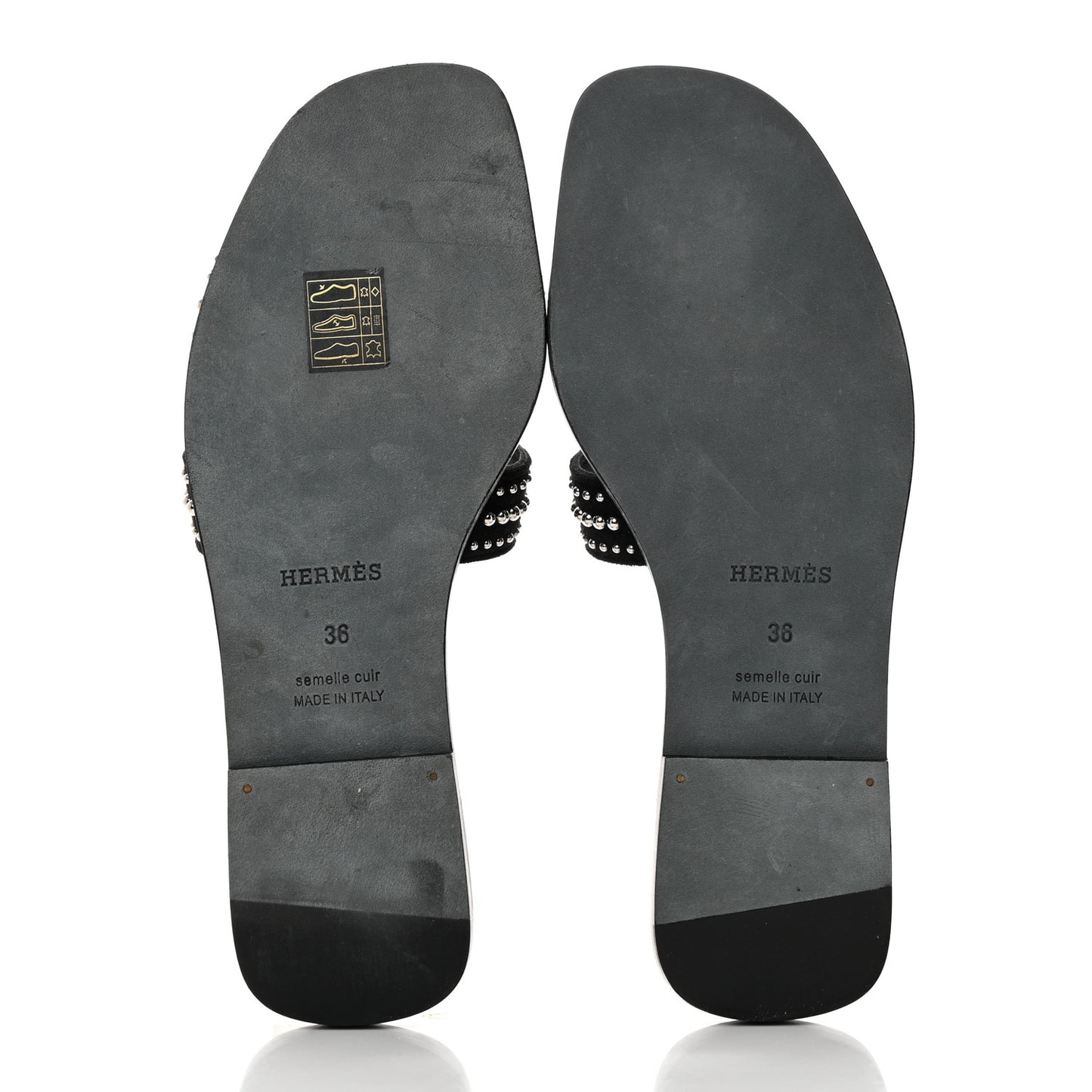 Suede Goatskin Studded Oran Sandals 36 Black