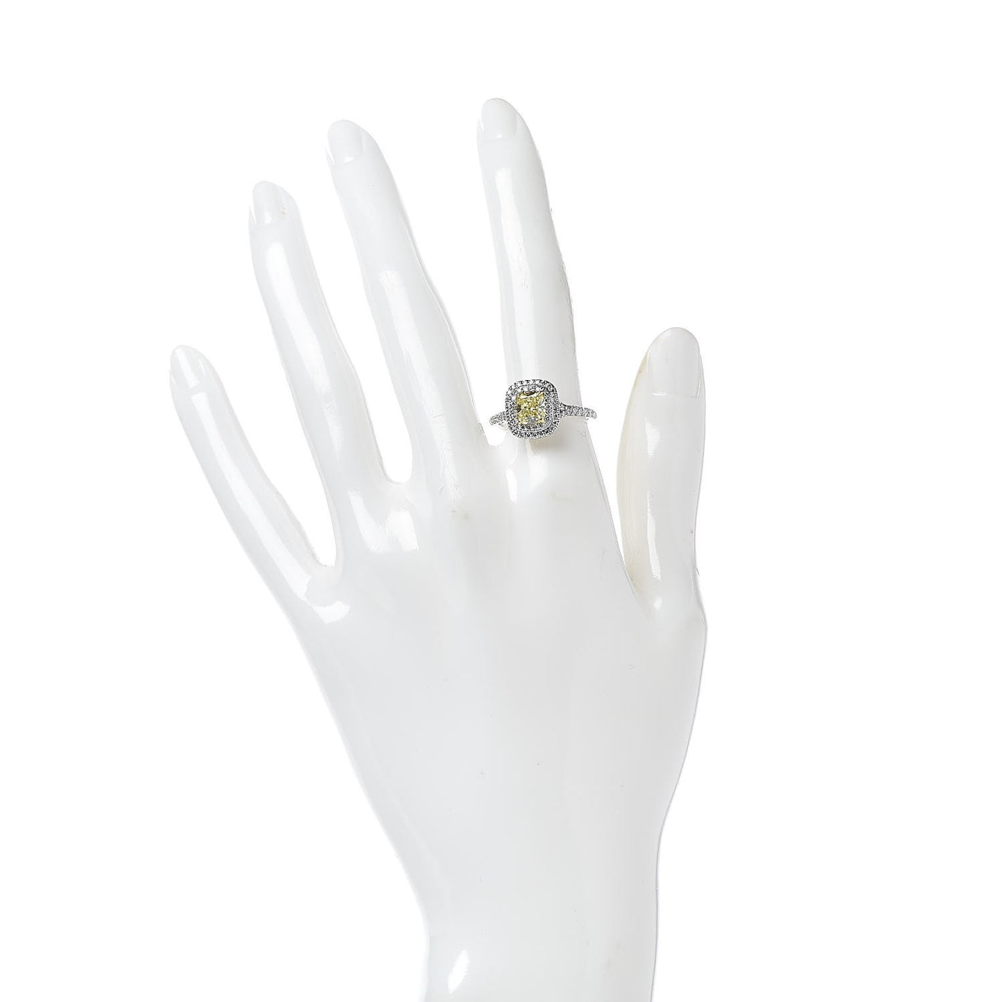 Platinum 18K Yellow Gold Fancy Yellow Diamond Soleste Engagement Ring 53 6.25