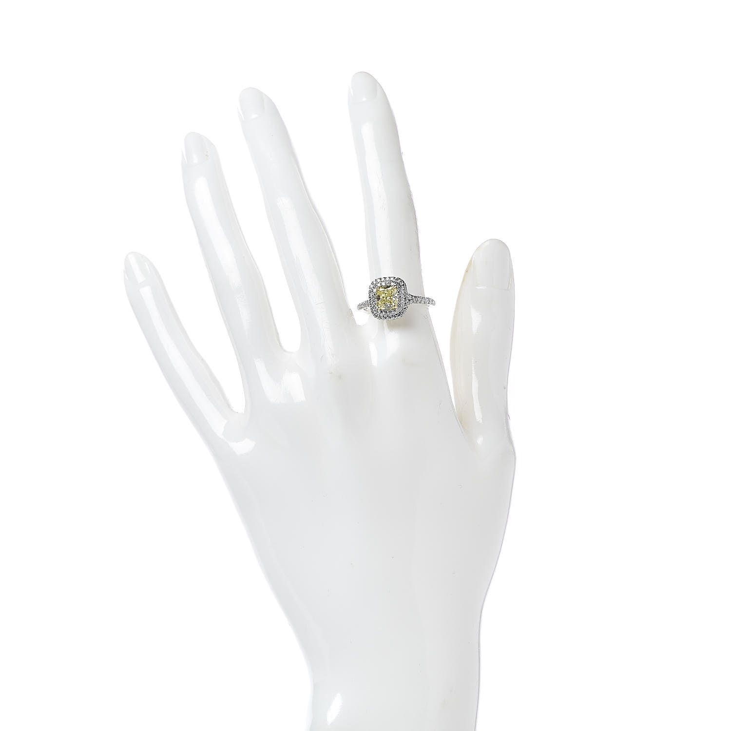 Tiffany Platinum 18K Yellow Gold Fancy Yellow Diamond Soleste Engagement Ring 53 6.25 2 of 5