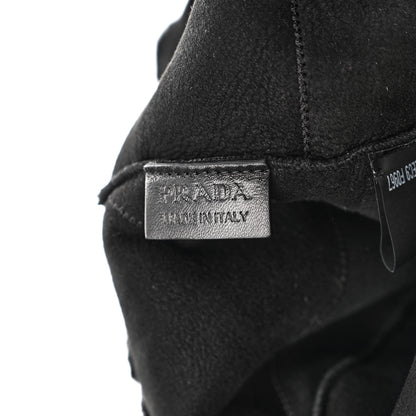 Prada Shearling Monotone Logo Tote Black White 7 of 11