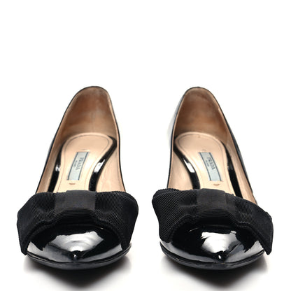 Prada Patent Bow Pumps 37.5 Black 2 of 7